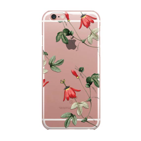 Passion Flowers Iphone Case Clear Transparent Red Flower Etsy