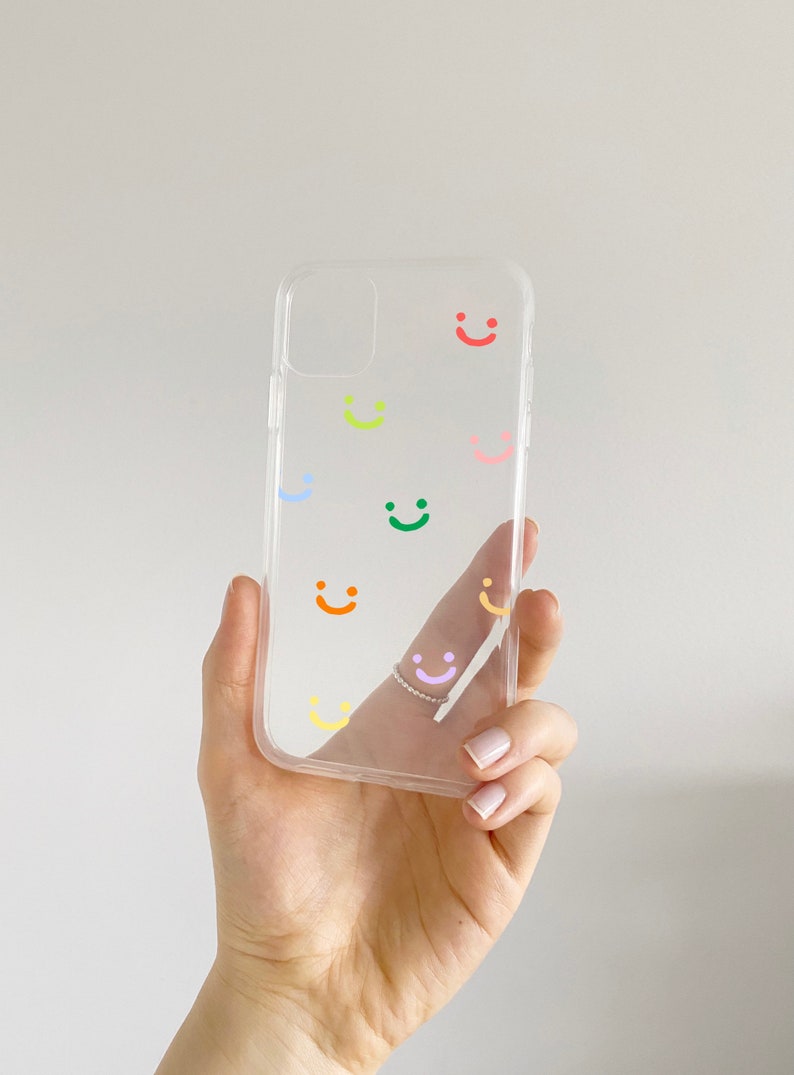Smiley Face iPhone Case Aesthetic Colorful Phone Case Art Cute Kawaii Cases Smiley Faces Emoji Gift Cover Minimalist 6 7 8 X XR iPhone 11 12 