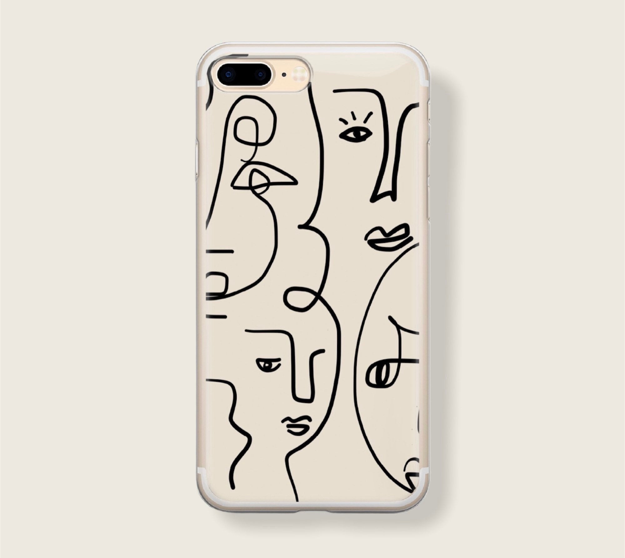 Faces Iphone Case Line Art Abstract Face Drawing Aesthetic Etsy Israel