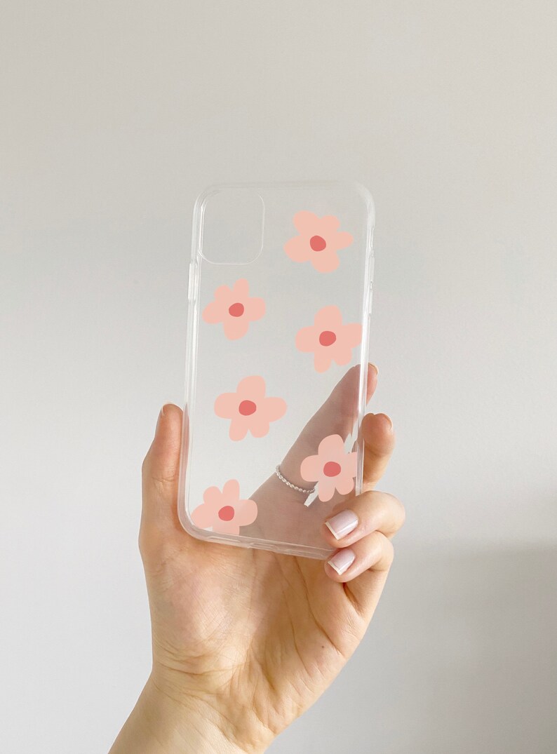 Pink Flowers Iphone Case Aesthetic Phone Case Flower Daisy Etsy