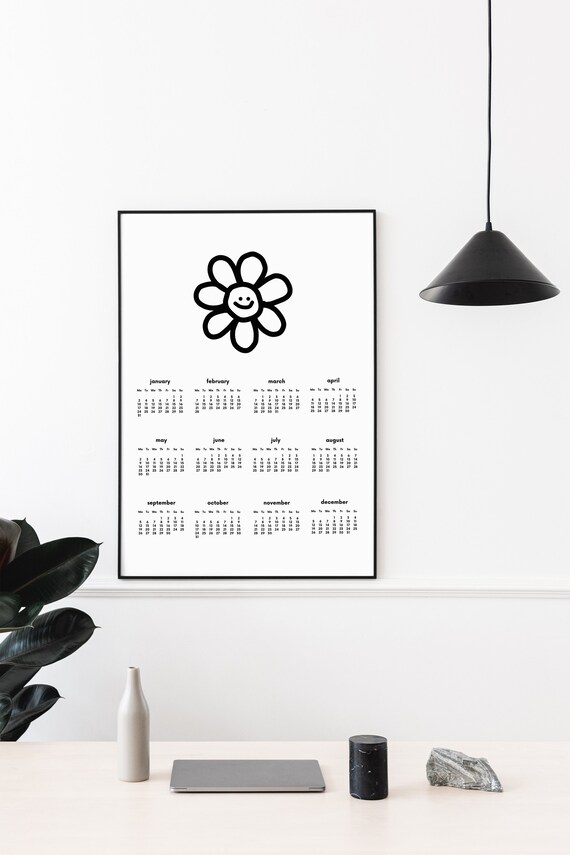 22 Calendar Digital Printable Kawaii Flower Wall Art Print Etsy