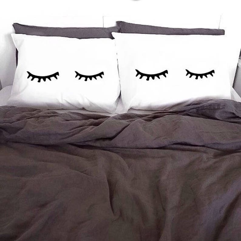 Sleeping Eyes Double Pillowcases Pillow Cases Pillows Pillow Etsy