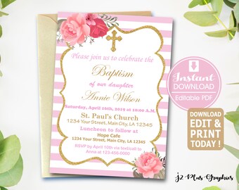 diy baptism invite etsy