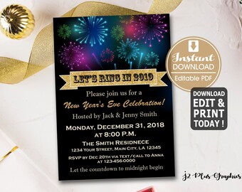 new years invitation etsy