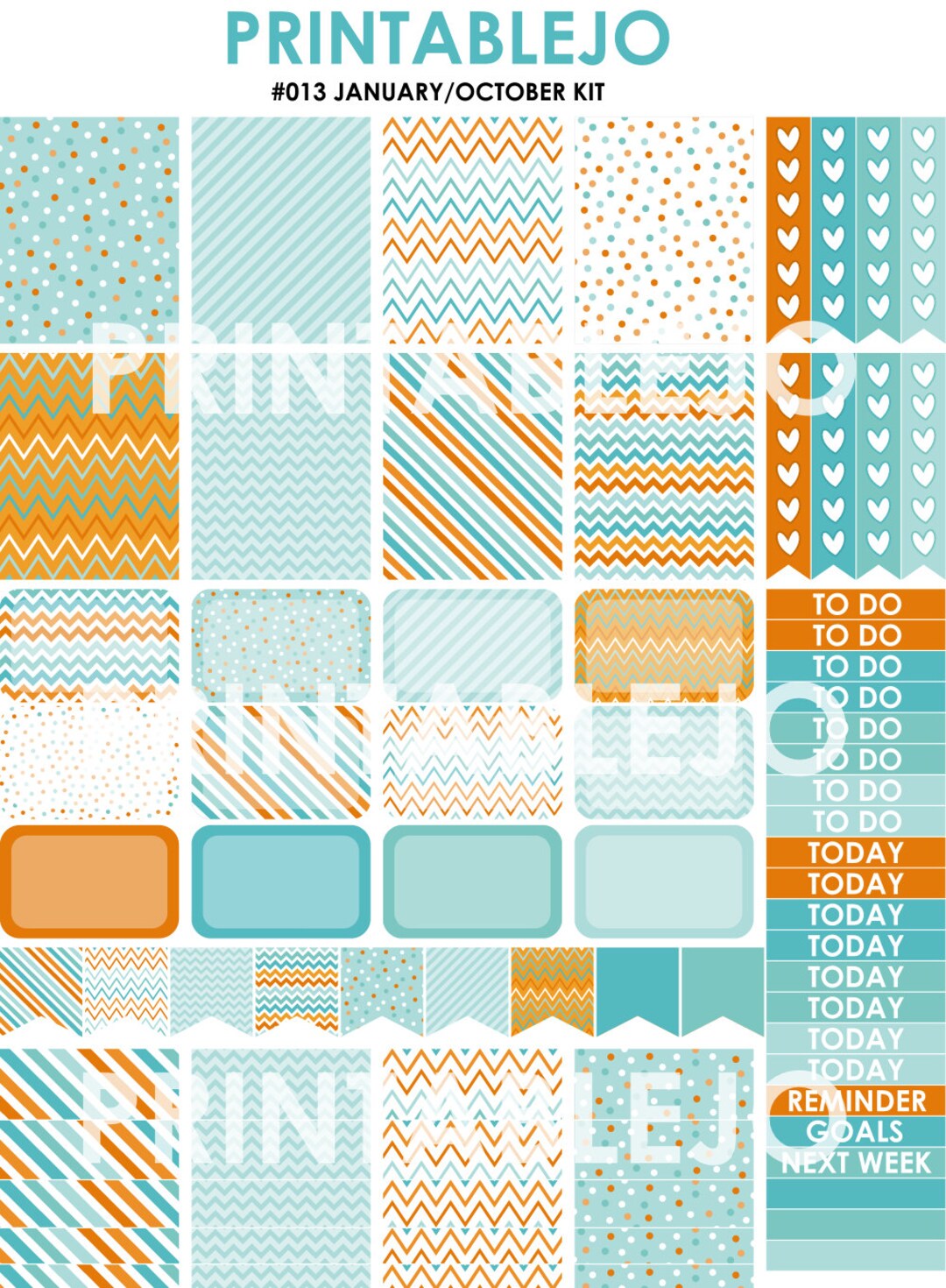 013 OCTOBER JANUARY KIT // Printable Erin Condren Life Planner Stickers ...