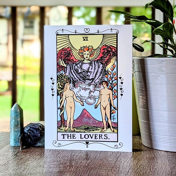 The Lovers Tarot Greeting Card for Couples | Valentine's Day | Anniversary | Esoteric Card