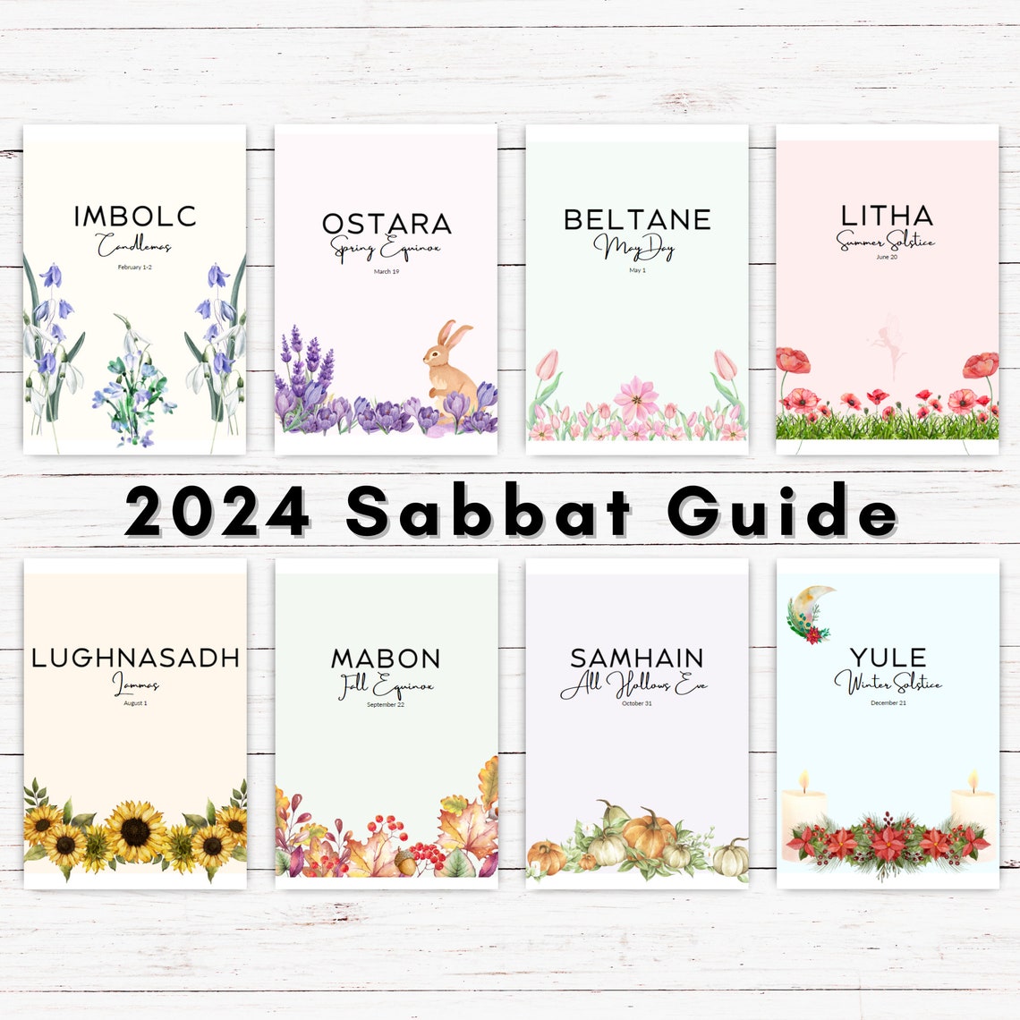 Wheel of the Year 2024 Sabbat Guide, Printable Planner, Calendar
