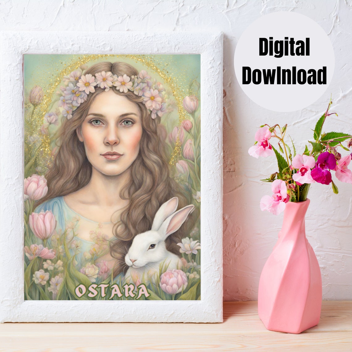 Goddess Eostre Ostara Digital Wall Art, Pagan Wall Art, Witchy Altar Art, Wheel of the Year ...