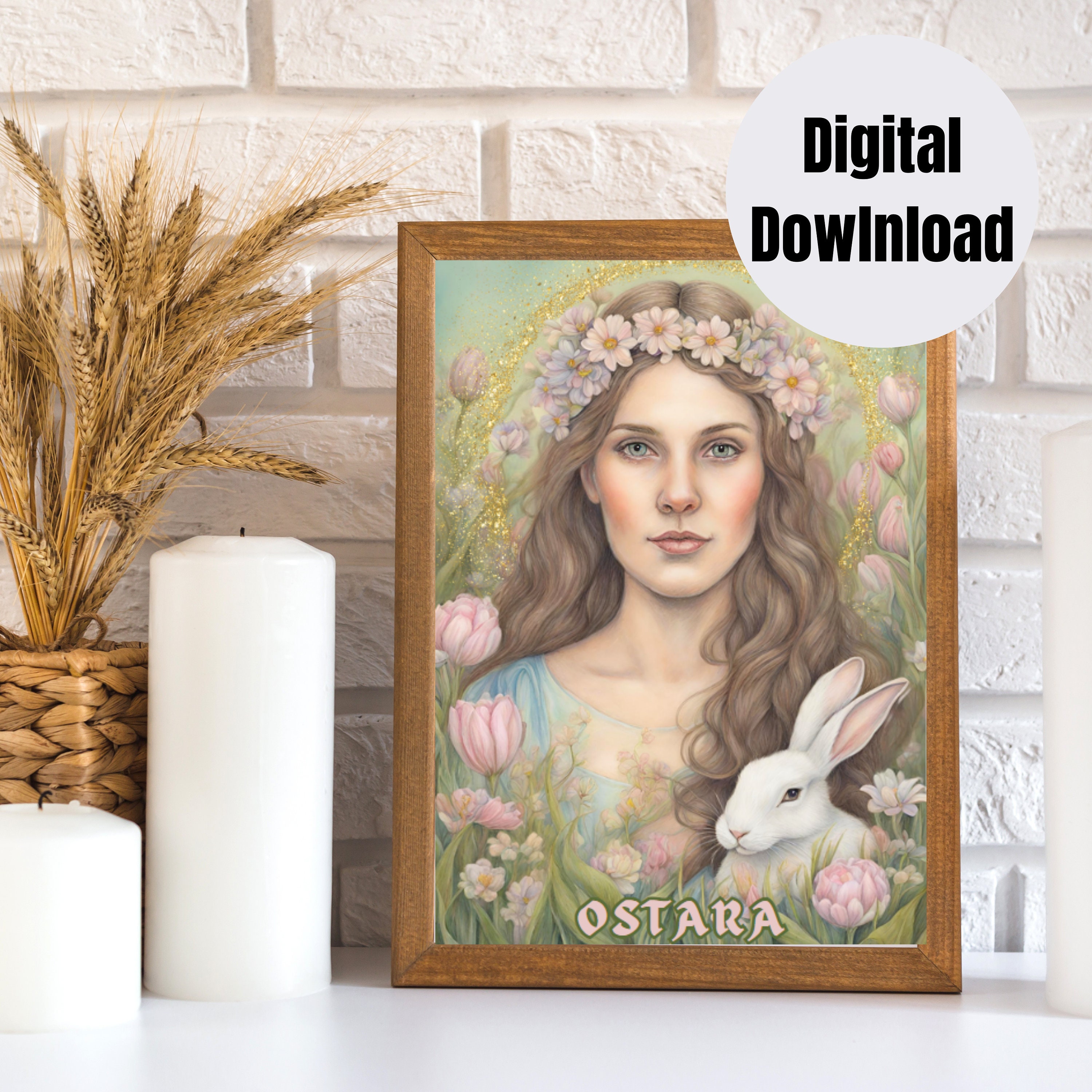 Goddess Eostre Ostara Digital Wall Art, Pagan Wall Art, Witchy Altar Art, Wheel of the Year ...
