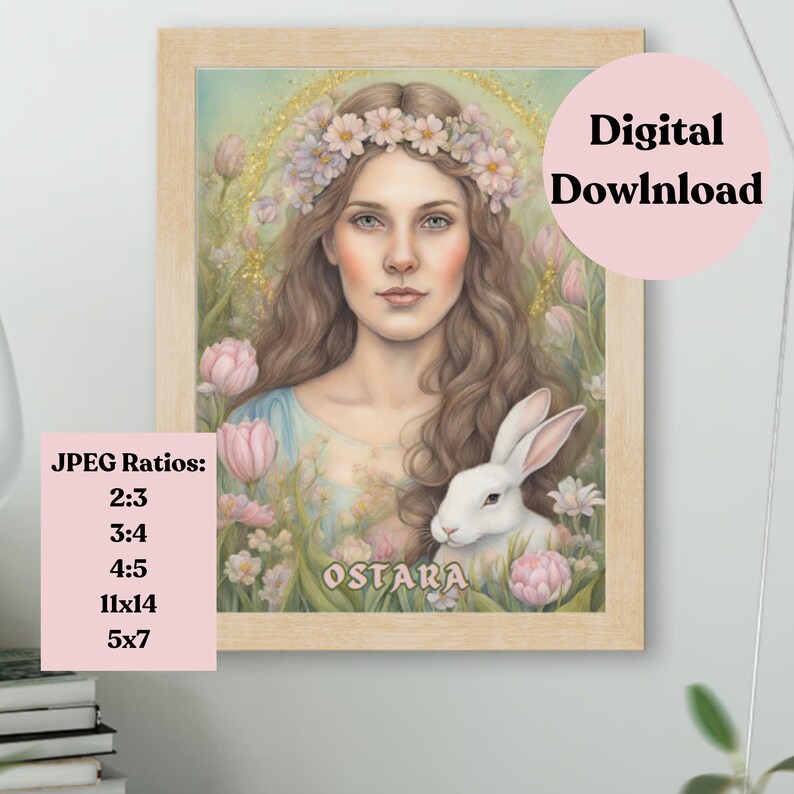 Goddess Eostre Ostara Digital Wall Art, Pagan Wall Art, Witchy Altar ...
