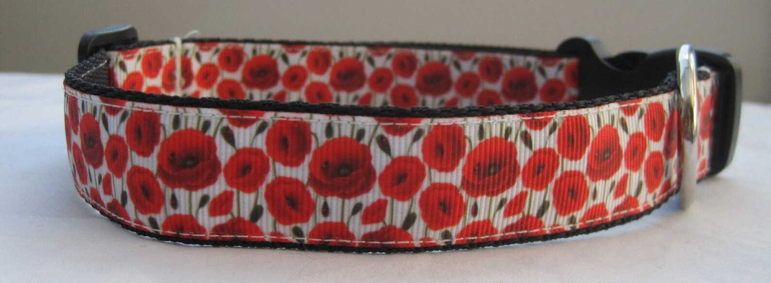 Poppy Dog Collar or Matching Leash Flower Remebrance Etsy UK