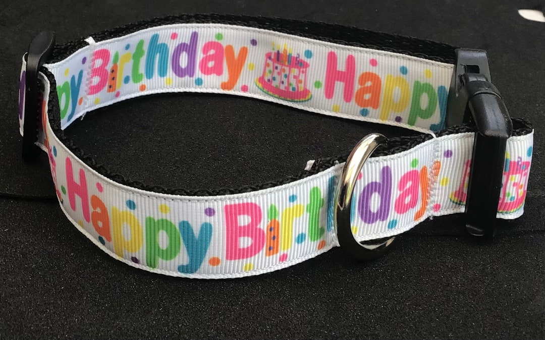 Happy Birthday Collar Matching Lead Available Cake Balloons Etsy