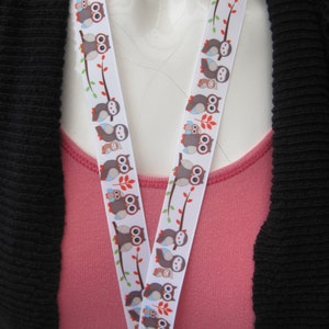 Owl ribbon lanyard breakaway handmade Id Holder