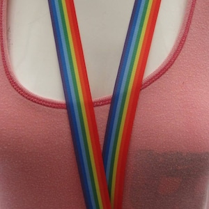 Pride rainbow ribbon lanyard breakaway handmade Id Holder