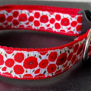 Poppy Dog collar or matching leash Flower Remebrance