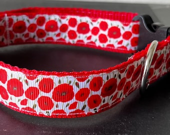 Poppy Dog collar or matching leash Flower Remebrance