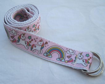 Childrens Unicorn belt  adjustable for kids toddler boy girl handmade rainbow pink