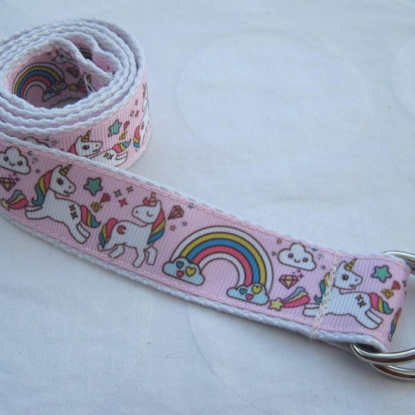 Childrens Unicorn belt  adjustable for kids toddler boy girl handmade rainbow pink