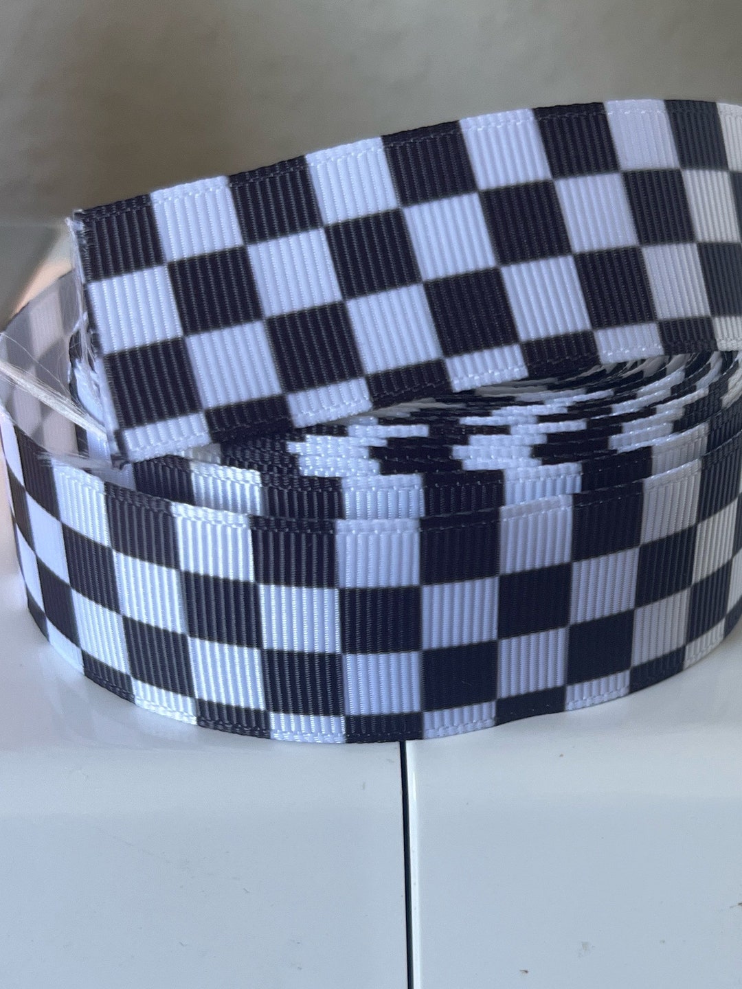 Black and White Chequered Grosgrain Ribbon 25mm - Etsy