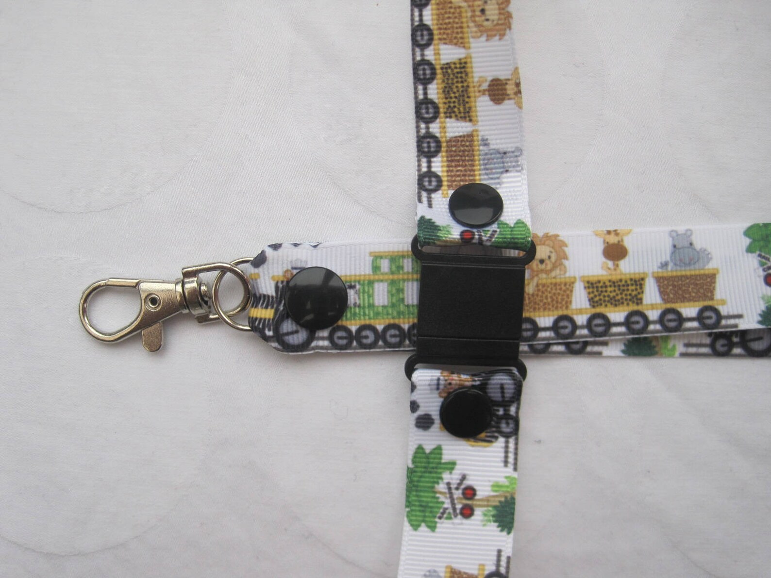 Jungle Animals Train Ribbon Lanyard Breakaway Handmade Id Holder Zebra ...