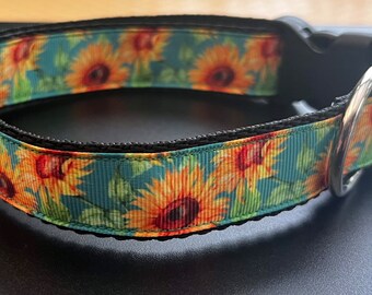 Dog collar sunflower or matching leash