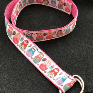 Russian Doll Childrens belt  adjustable for kids toddler handmade pink