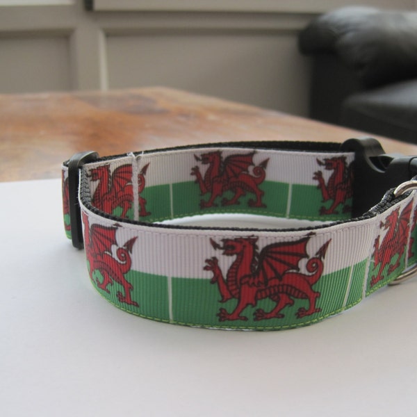 Handmade dog collar welsh dragon