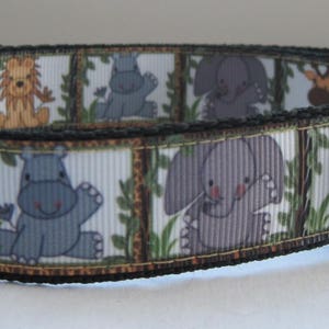 Jungle dog collar or matching leash Elephant Lion Hippo