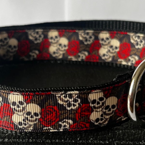 Sugar Skull head Dog collar matching lead available gothic goth girly