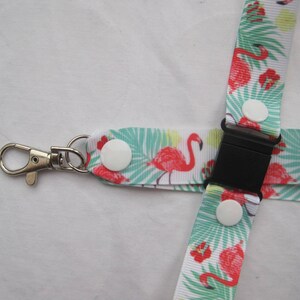 Pink Flamingo Tropical Ribbon Lanyard Breakaway Handmade Id Holder - Etsy