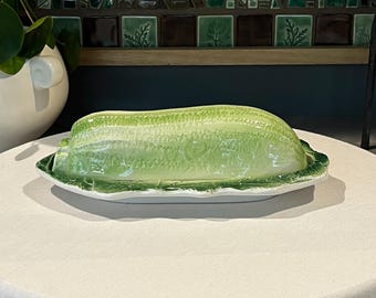 Vintage Hand Painted Zucchini Butter Covered Dish Made in Bresolin, Italy