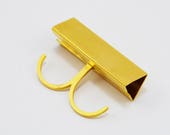 Geometrische großen Ring, zwei-Finger-Ring, doppelt Fingerring, Gold Bar Ring, Doppel-Ring, lange Gold Ring, Schlagring, moderner Ring, Geschenk für Sie
