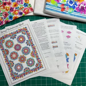 Sew Spring! In The Beginning Kaleidoscope Quilt Kit | Includes Pattern | Quilt Top and Binding Fabric Included