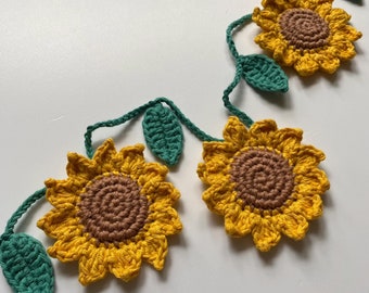 Crochet pattern: Sunflower garland - PDF download sunflower pattern - crochet PDF patterns - sunflower crochet pattern