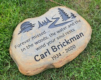 RIVER ROCK LARGE - Personalized Garden Stone for Memorial Garden Stone, Pet Memorial Stone, Yard & Garden Gifts. Custom Engraved Rock.