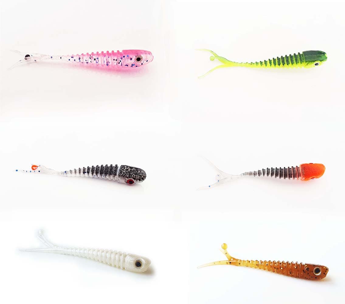 Nano Curly Split Tails Drop Shot Fishing Jig Micro Fishing Lure 1.6'' /  40mm TPR Soft Lure FISHIN ADDICT 
