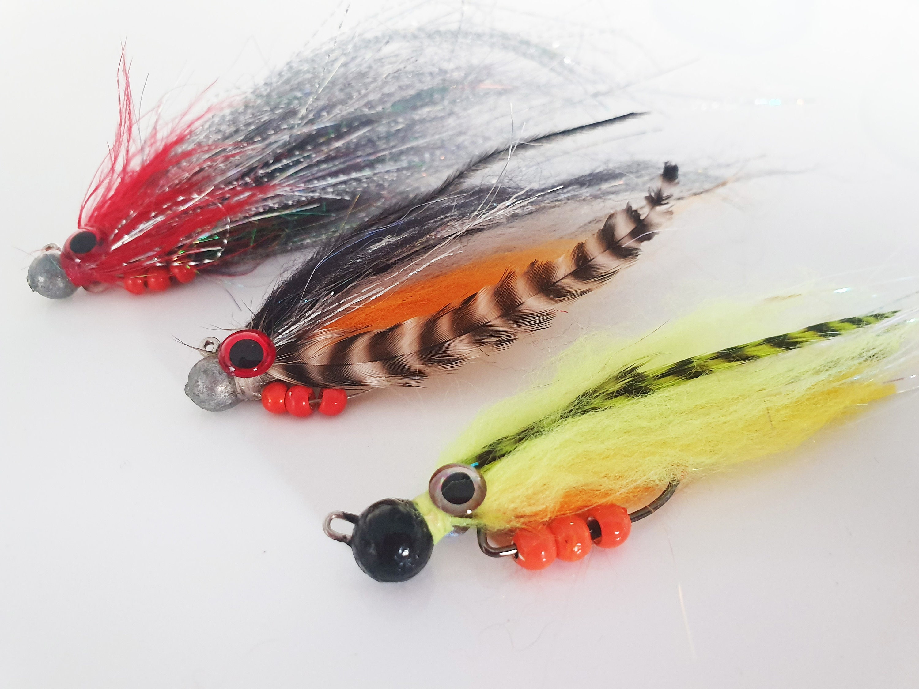 JIG FLY Rattler Bead 3g Jig Head Red Head / Salt N Pepper / Fire