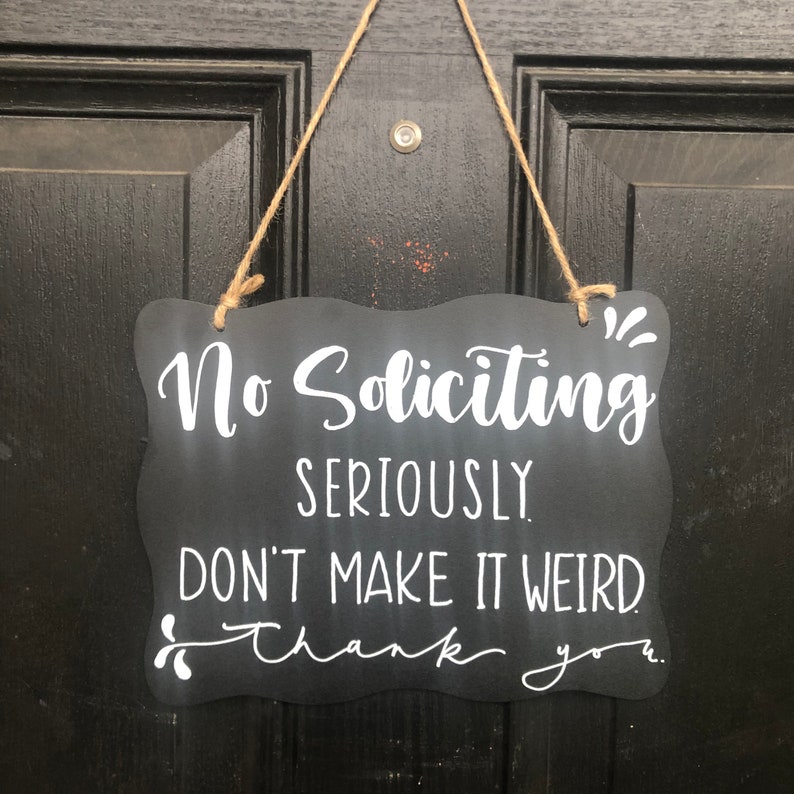 No Soliciting Door Hanger Etsy