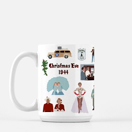 Blue Ribbon Christmas Movie Mug – 15oz Ceramic Funny Holiday Coffee Cup, Gift Boxed