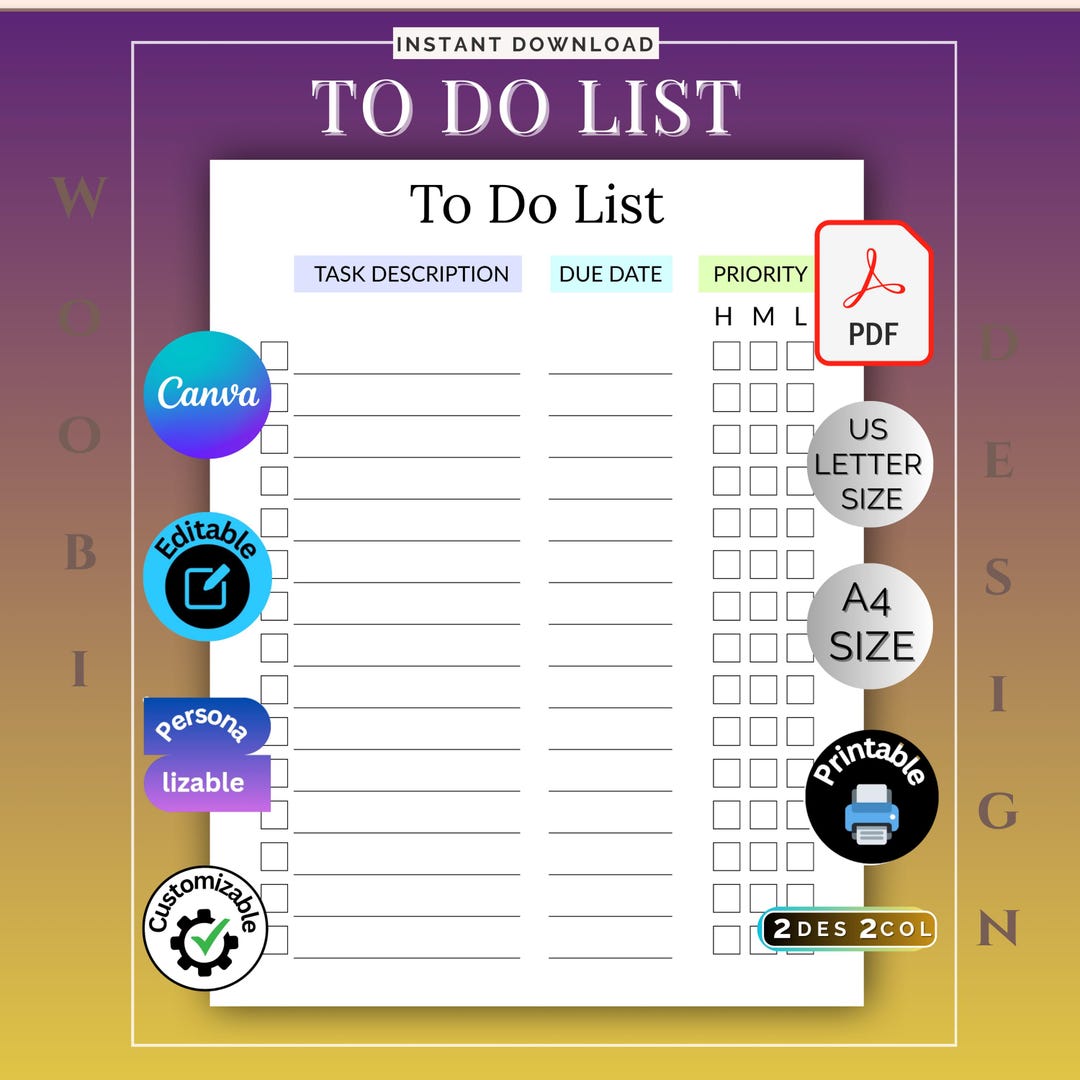Editable ADHD to Do List Printable: Daily Planner Templates (canva ...