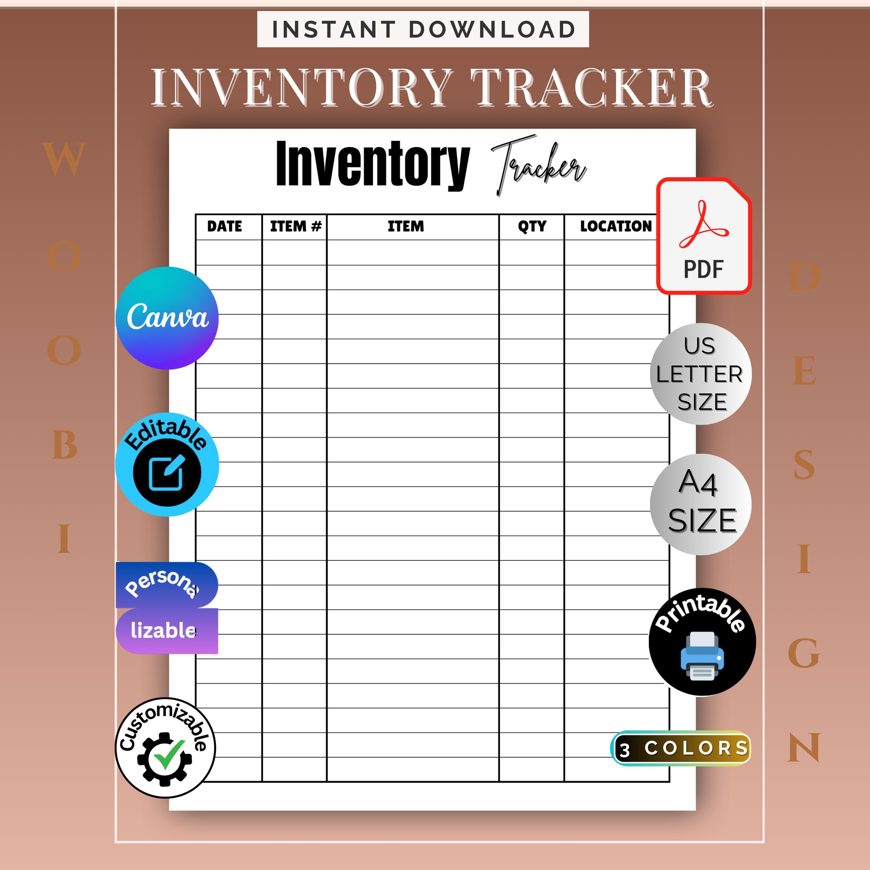 Printable Inventory Tracker: Editable and Personalizable Organizer Form ...
