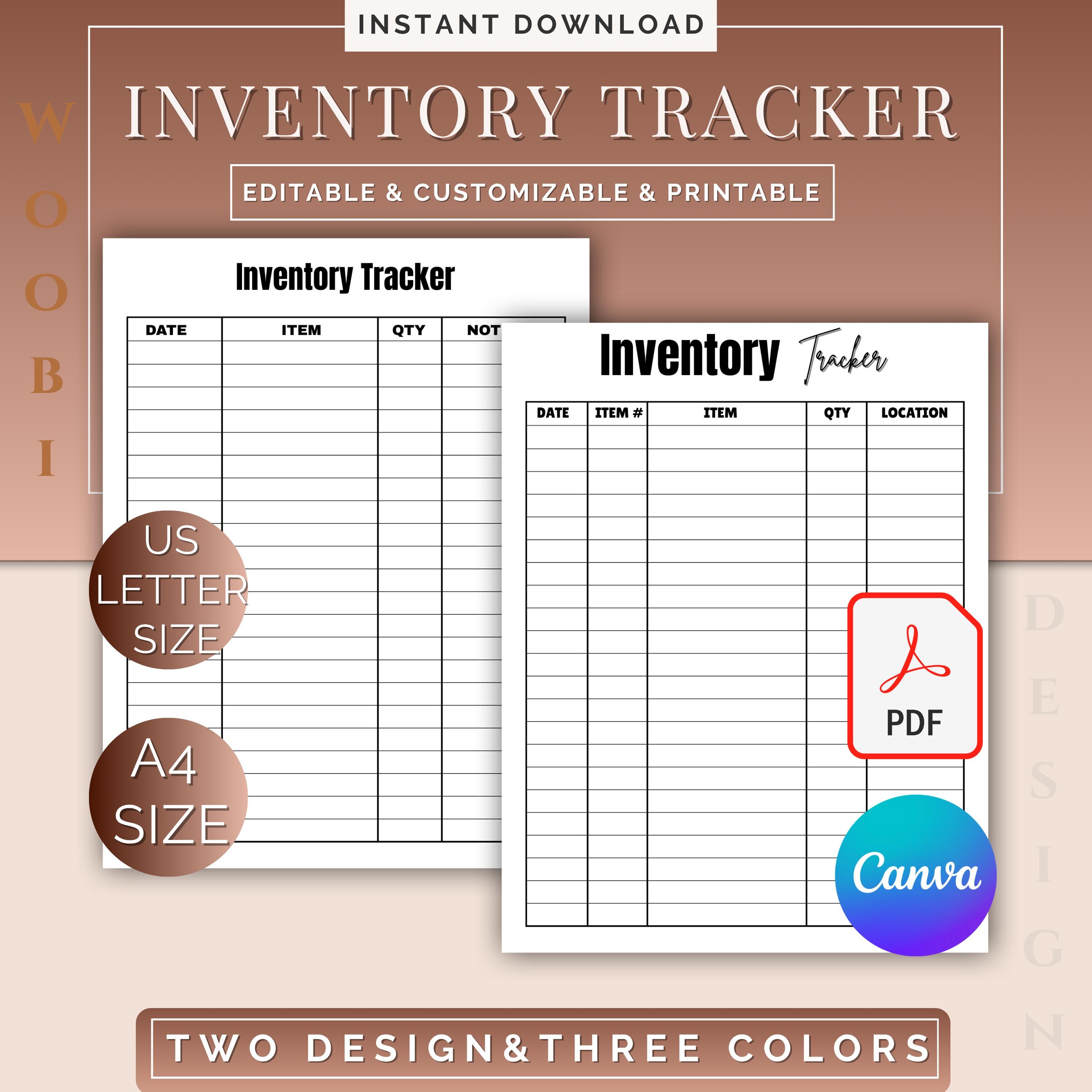 Editable Inventory Tracker: Printable Organizer Form (digital Download ...