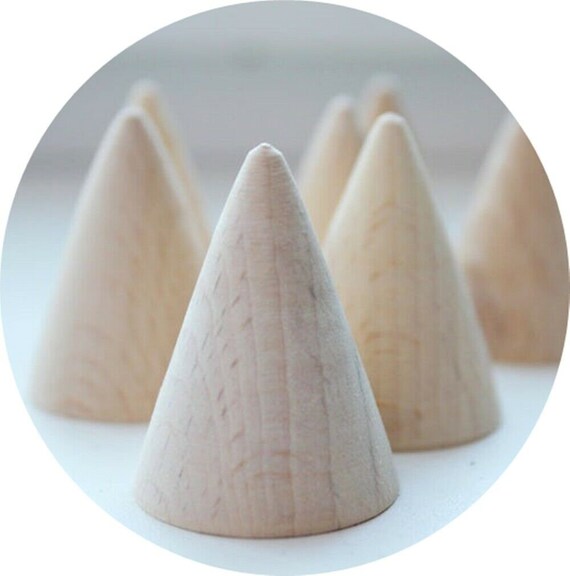 Wooden cones 10pcs 40??30???? HOT Eco Natural Unfinished Wood for Etsy