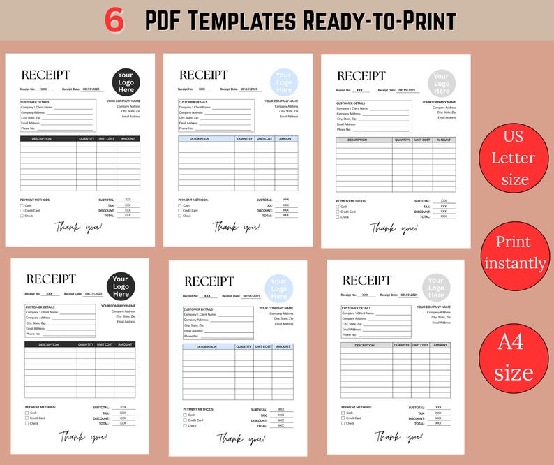 Personalizable Receipt Templates Editable: Custom Order Form (canva ...