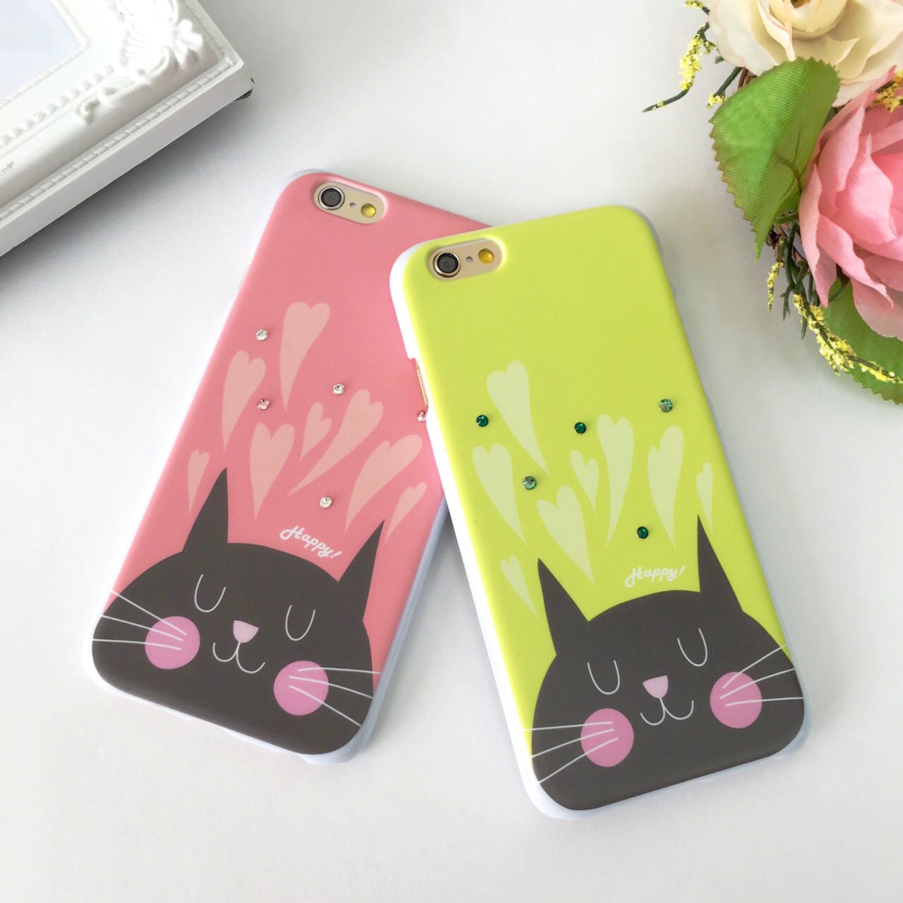 Cute Cat Kitten Green Pink Iphone 8 Plus Case Iphone X Case Etsy Cute Cat Kitten Green Pink Iphone 8 Plus Case Iphone X Case Etsy