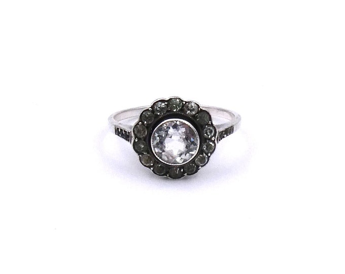 Antique paste and silver cluster ring, a beautiful antique silver ring in very good condition.