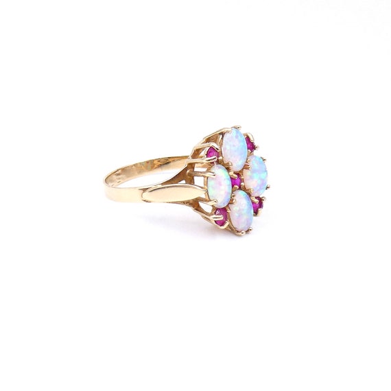 Vintage opal cluster ring in ornate gold setting,… - image 2