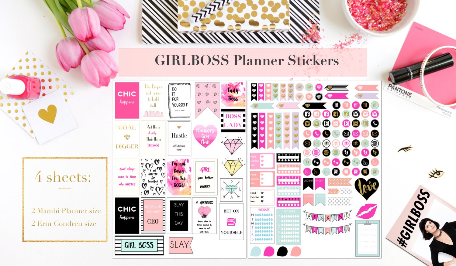 GIRL BOSS Lady Boss Printable Planner Stickers Mambi Happy | Etsy
