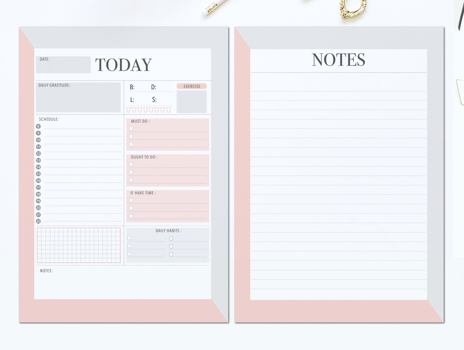 Daily Planner Pages and Notes Refill Insert a4 a5 US Etsy