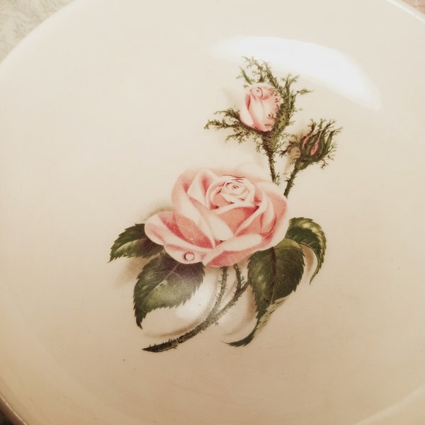 1950s Rose China Dish - Universal Oven Proof - Union Made in USA - by Ballerina